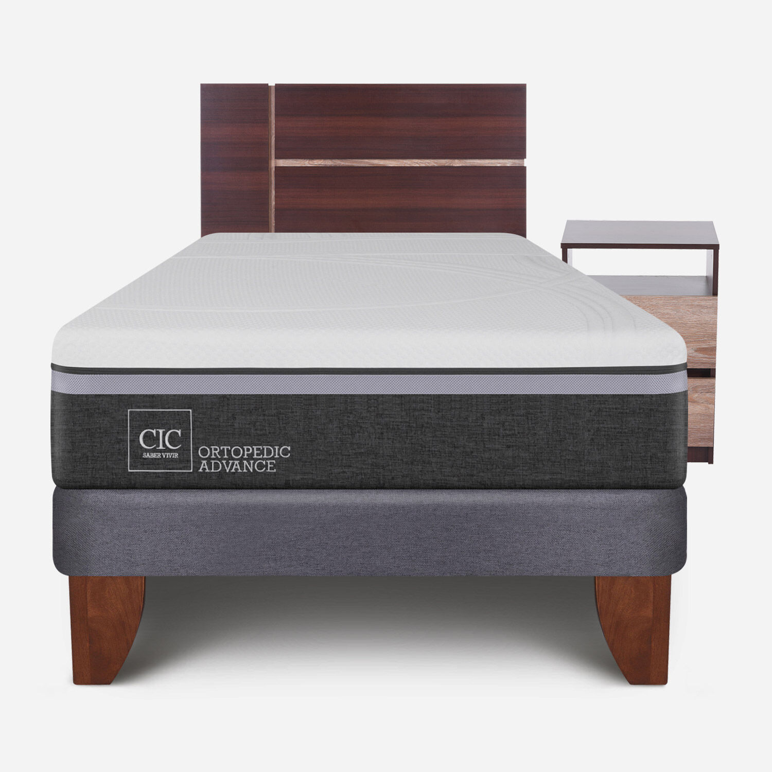 Cama Europea 1,5 Plazas Ortopedic Advance + Set Enio