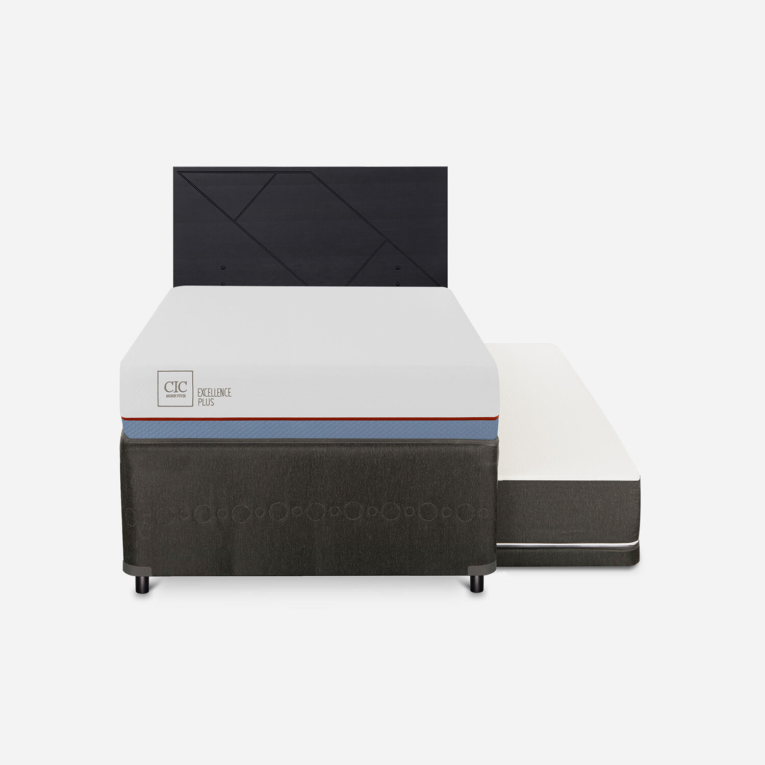 Cama Nido Diván Excellence Plus + Respaldo Villarrica Negro