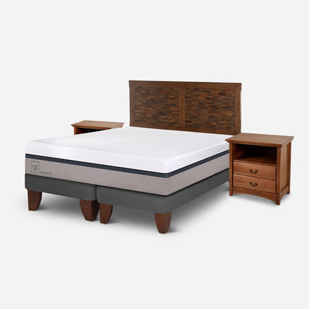 Cama Europea 2 Plazas Balance Base Dividida + Set Antique
