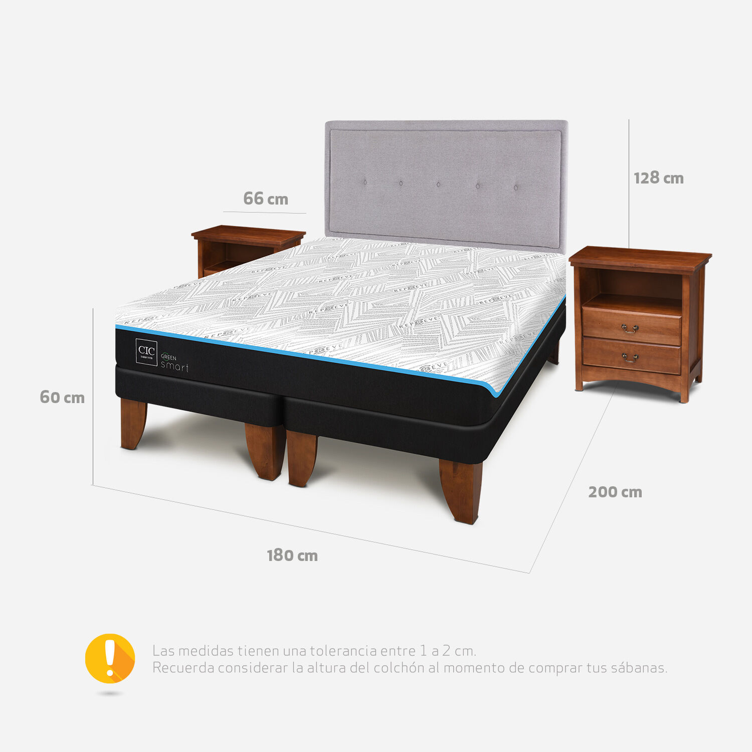 Cama Europea King Infinity Green + Set Ganges