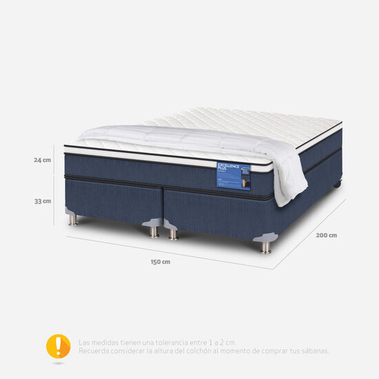 Cama Americana 2 Plazas Base Dividida Excellence Plus + Plumón