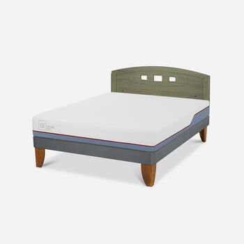 Cama Europea 2 Plazas Excellence Plus Base Normal + Respaldo Gales Olivo