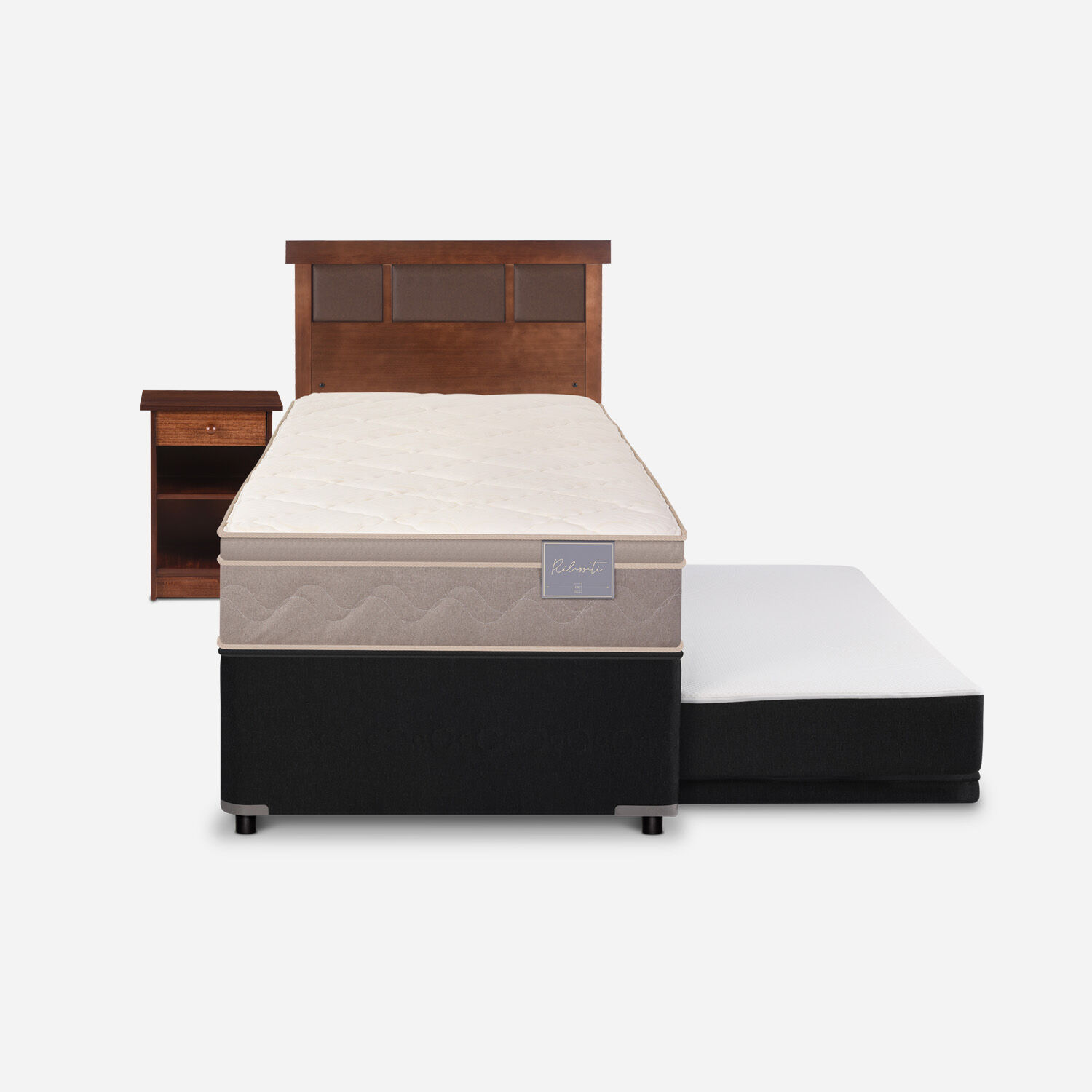 Cama Nido Div&aacute;n Rilassati + Set Dubl&iacute;n Caramel