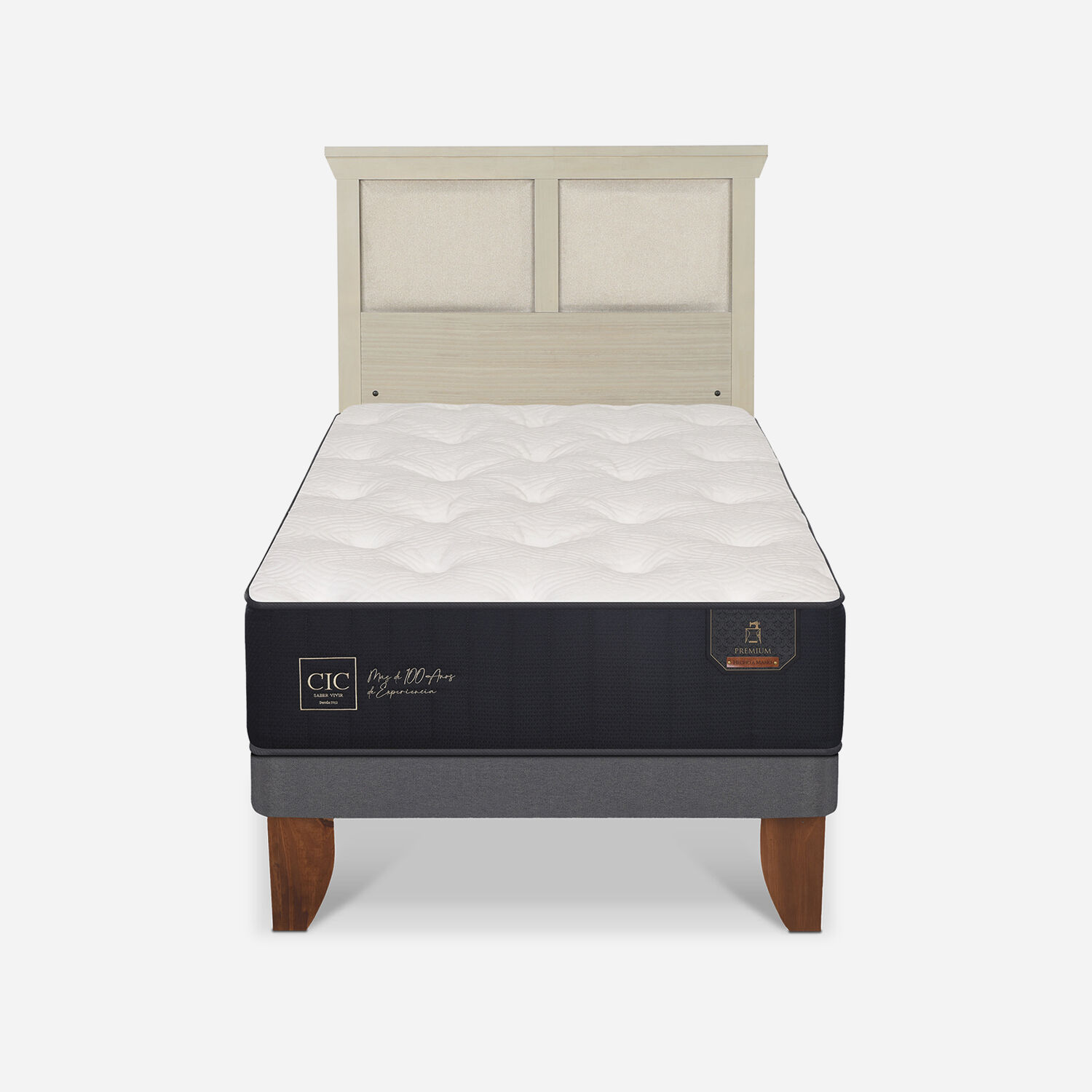 Cama Europea 1,5 Plazas Premium + Respaldo Torino Alpino