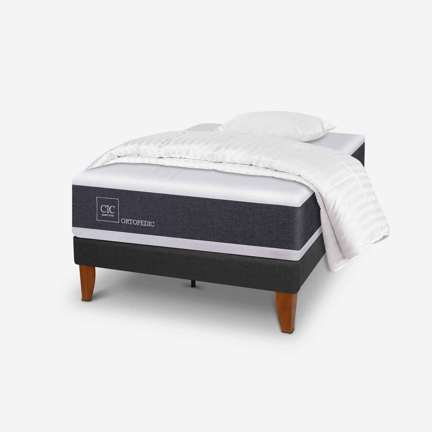 Cama Europea Curve 1,5 Plazas Ortopedic + Almohada + Plum&oacute;n