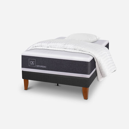 Cama Europea Curve 1,5 Plazas Ortopedic + Almohada + Plum&oacute;n