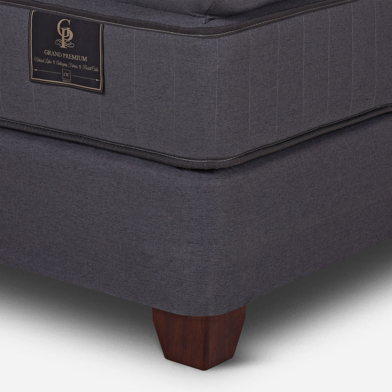 Box Spring 2 Plazas Grand Premium Base Dividida + Set Mir&oacute; Caramel