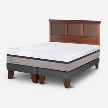 Cama Europea 2 Plazas Balance Base Dividida + Respaldo Torino Caramel