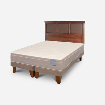 Cama Europea 2 Plazas Rilassati Base Dividida + Respaldo New Torino Caramel
