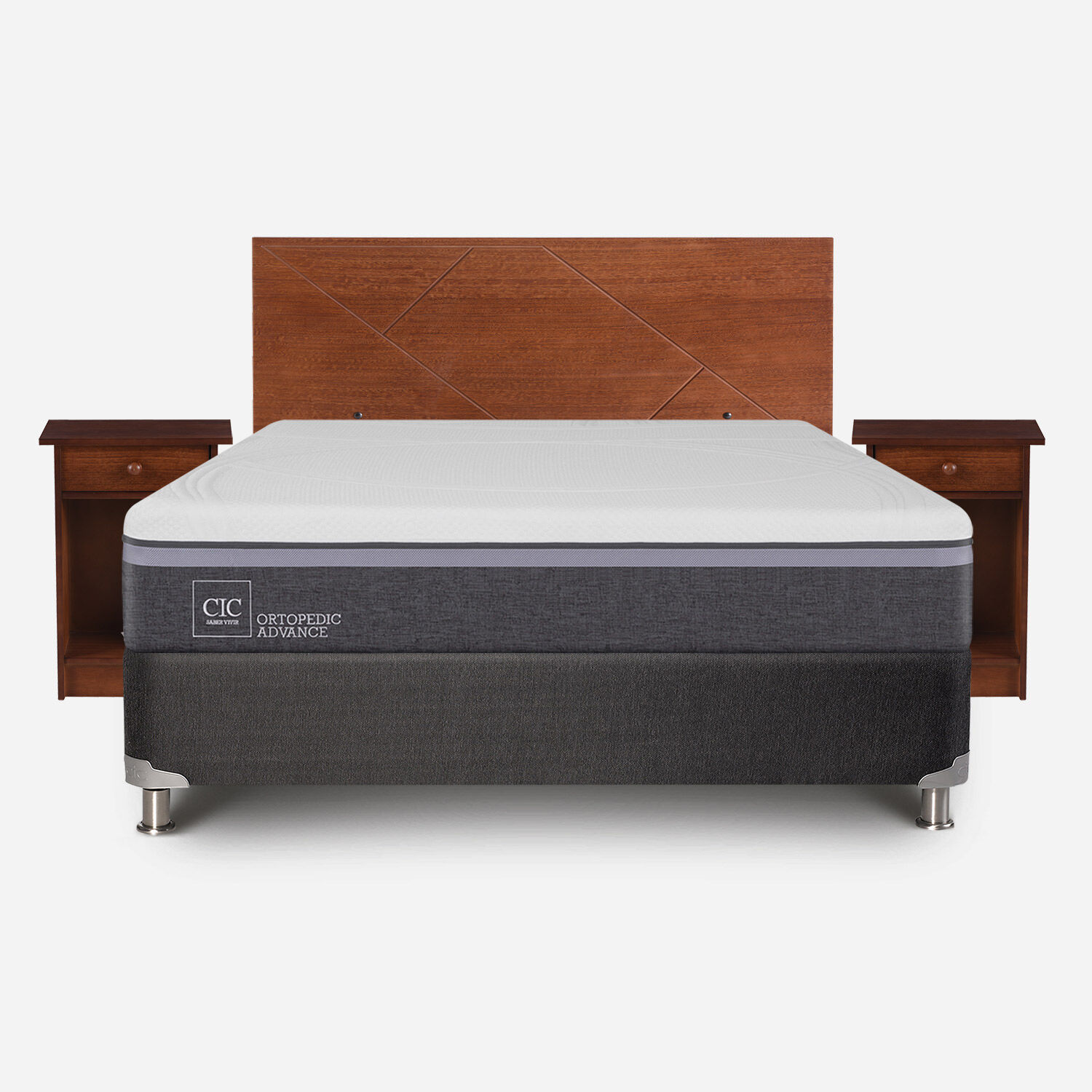 Box Spring 2 Plazas Ortopedic Advance Base Normal 5 Zonas + Set Villarrica