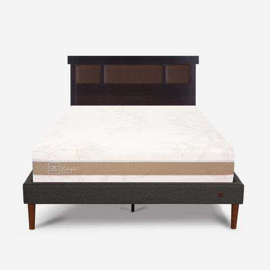 Cama Europea Curve 2 Plazas Rilassati Smart + Respaldo New Dublín Choc