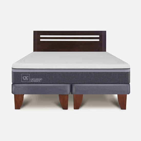 Cama Europea 2 Plazas Base Dividida Ortopedic Advance + Respaldo Múnich