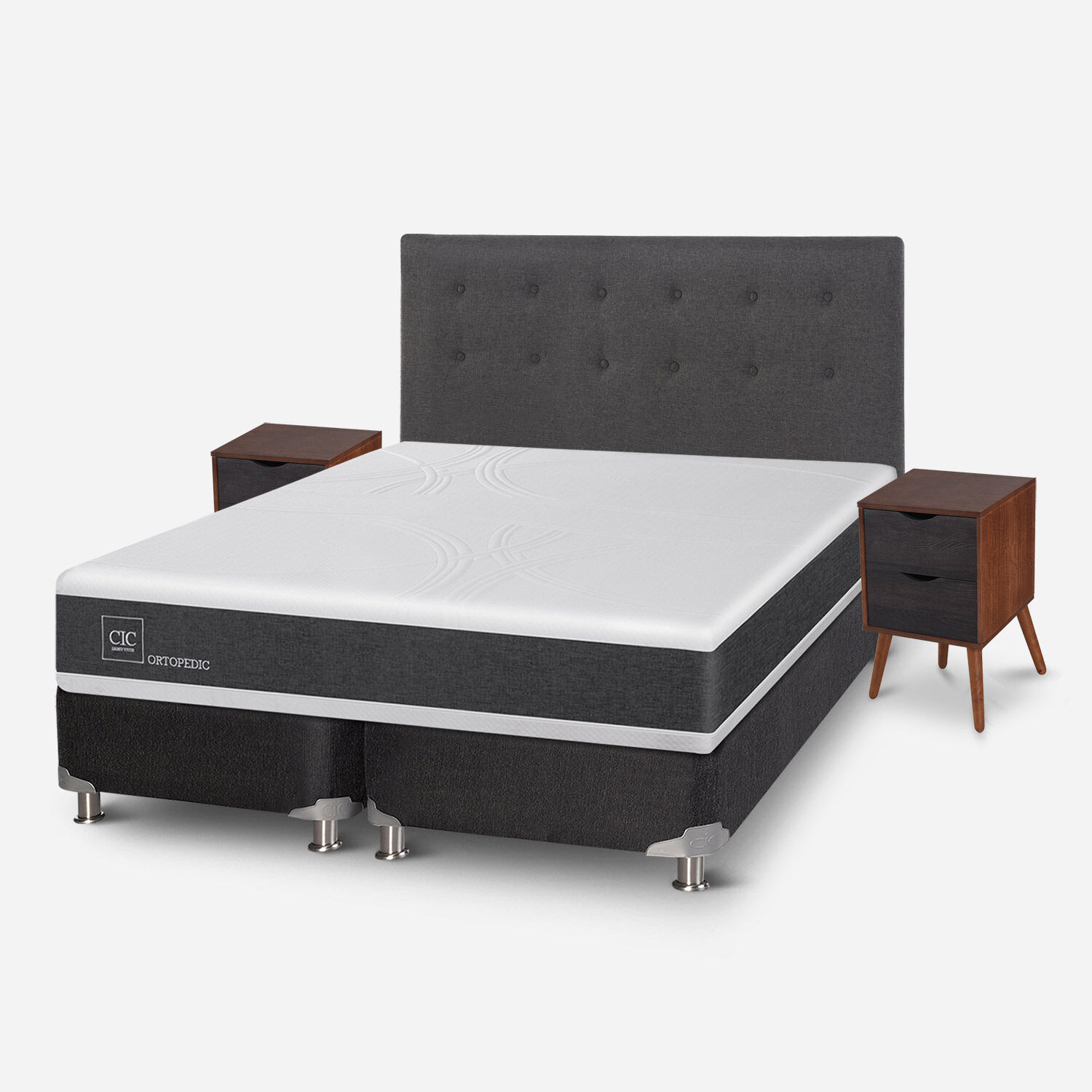 Box Spring 2 Plazas Ortopedic Base Dividida 5 Zonas + Set &Eacute;ufrates