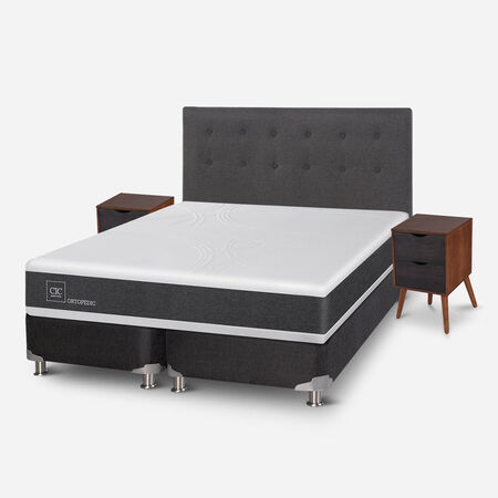 Box Spring 2 Plazas Ortopedic Base Dividida 5 Zonas + Set &Eacute;ufrates