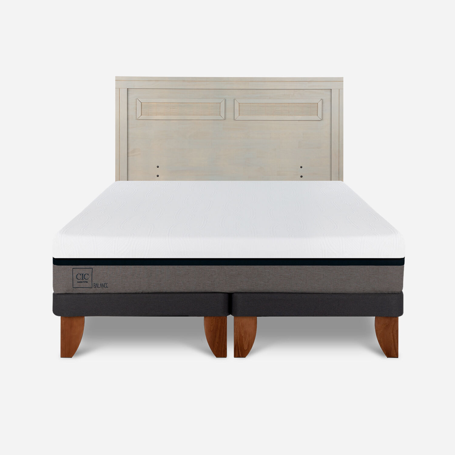 Cama Europea 2 Plazas Balance Base Dividida + Respaldo Milán Alpino