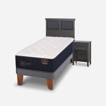 Cama Europea 1,5 Plazas Premium + Set Torino Gris