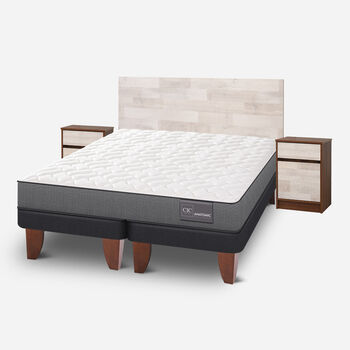 Cama Europea 2 Plazas Anatomic Base Dividida + Set Legno