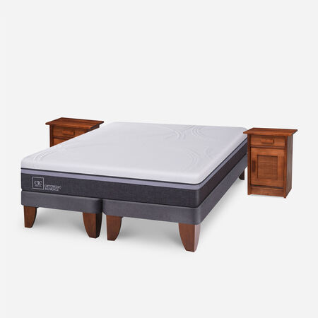 Cama Europea King Ortopedic + Veladores Mil&aacute;n Caramel