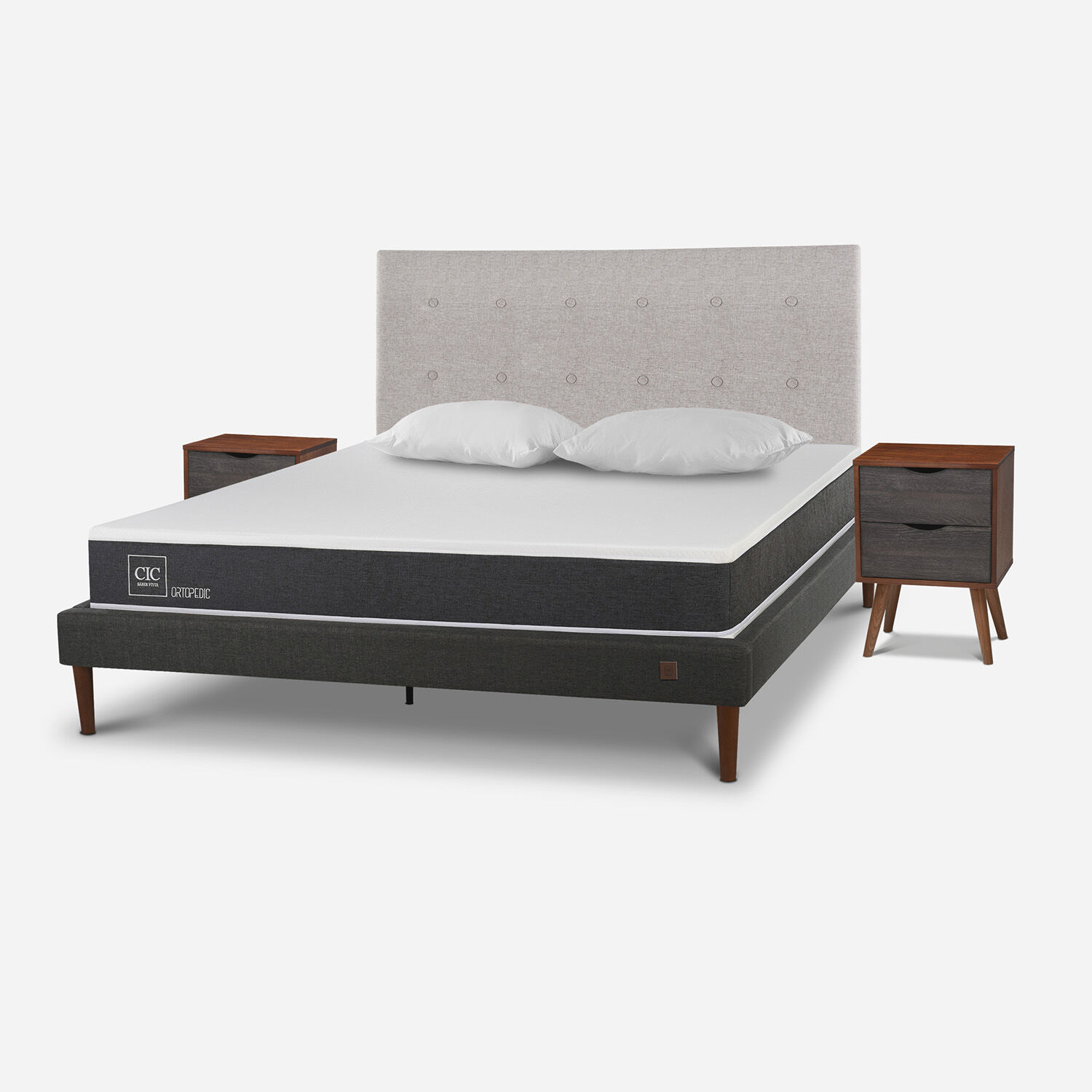 Cama Europea Curve 2 Plazas Ortopedic + Set Tigris + Almohada