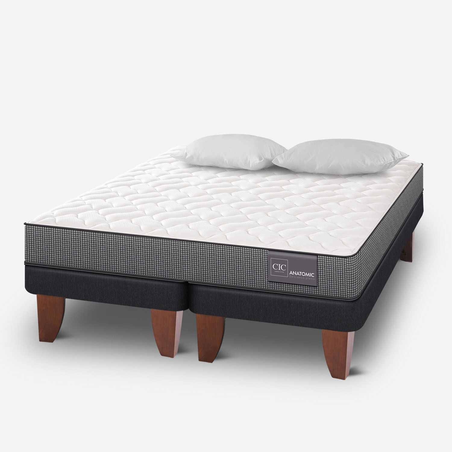 Cama Europea 2 Plazas Anatomic Base Dividida + Almohadas