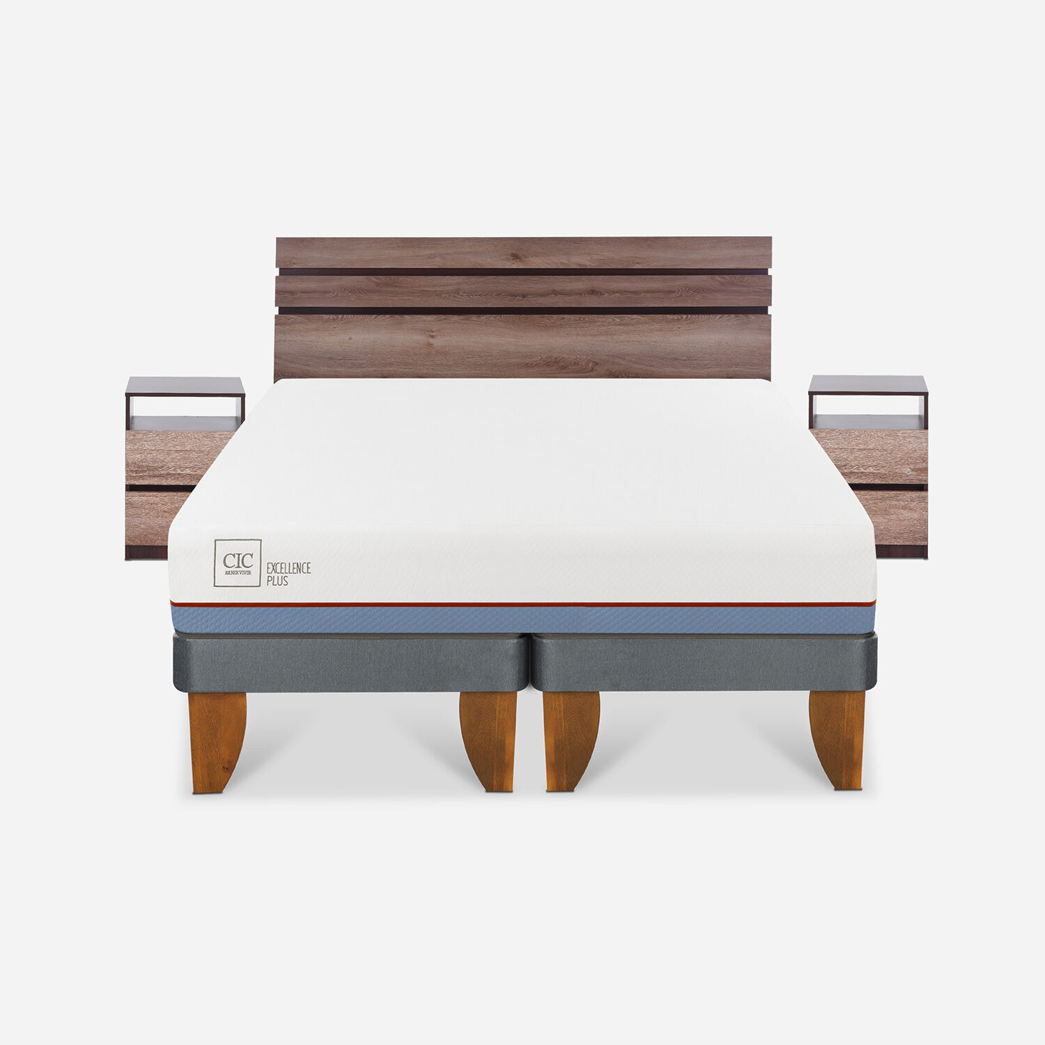 Cama Europea 2 Plazas Excellence Plus Base Dividida + Set Ares