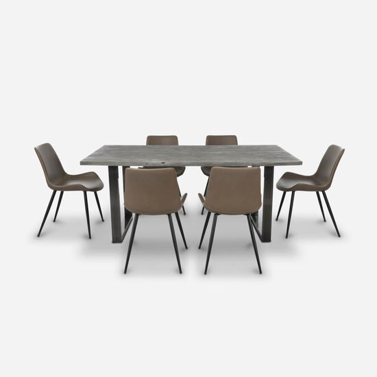 Comedor Florencia Gris + 6 Sillas Pyramid Gris