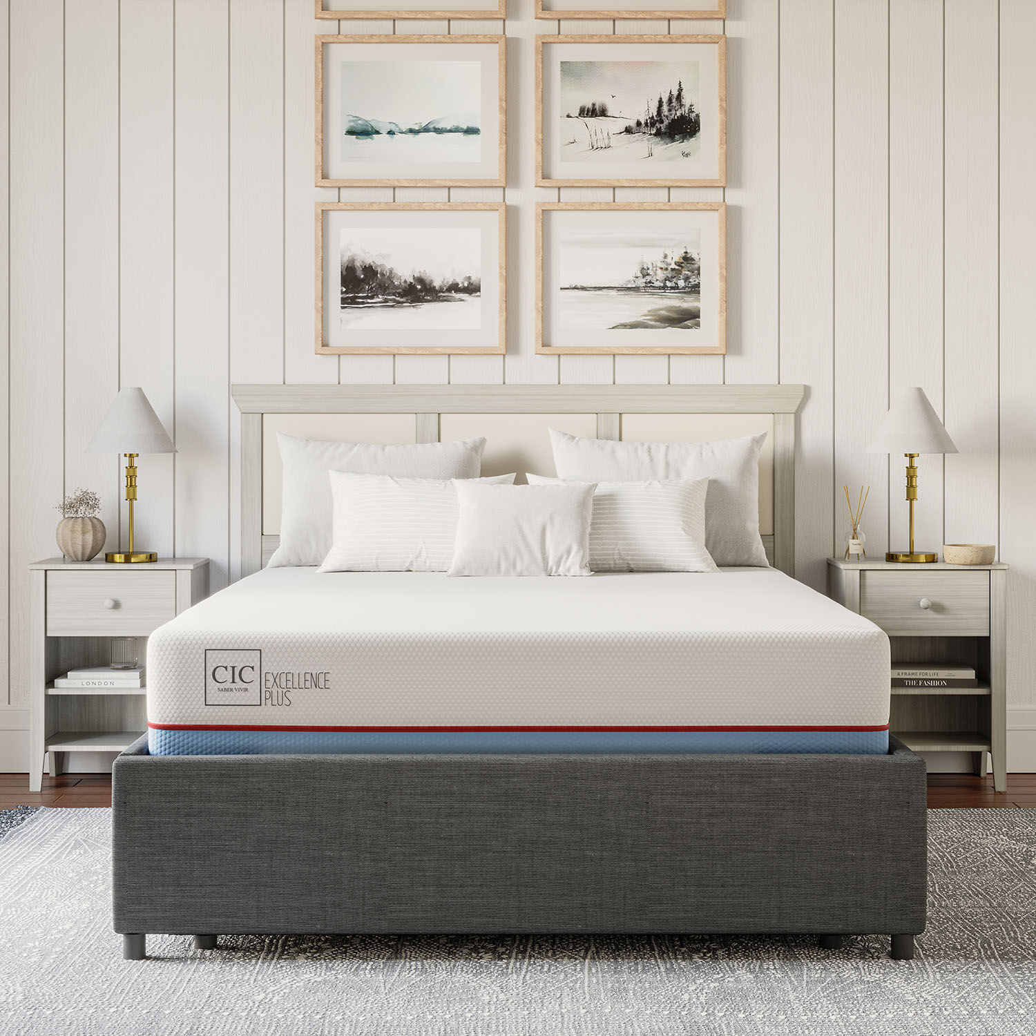 Cama Space Box 2 Plazas Excellence Plus + Velador Níger