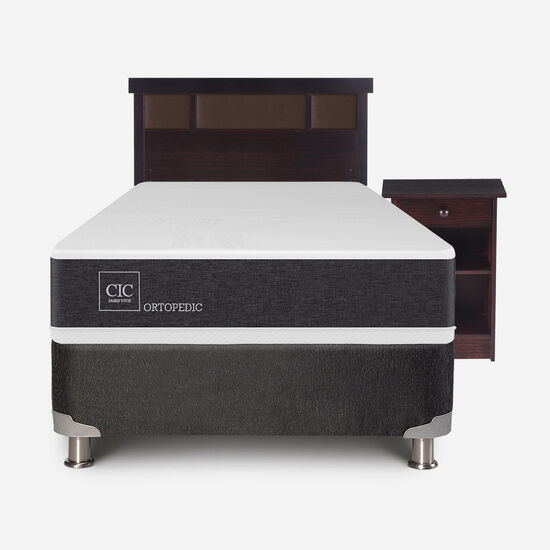 Box Spring 1.5 Plazas Ortopedic 5 Zonas + Set Dublín Choc