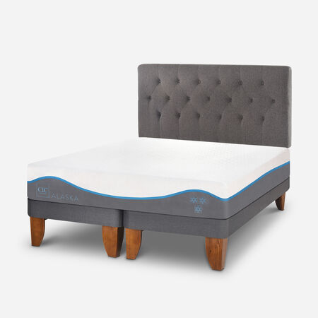Cama Europea 2 Plazas Alaska Base Dividida + Respaldo Kavery