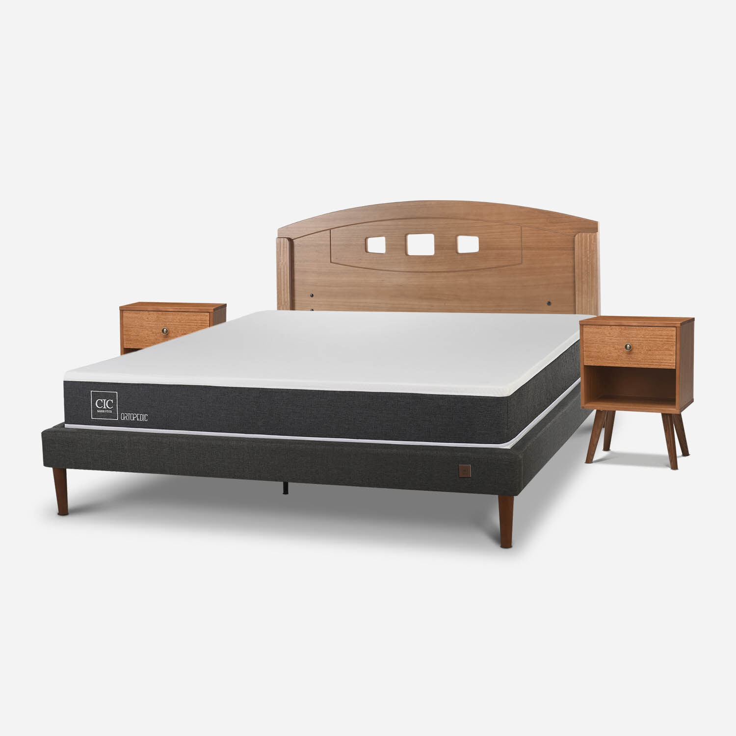 Cama Europea Curve 2 Plazas Ortopedic + Set Gales Caramel