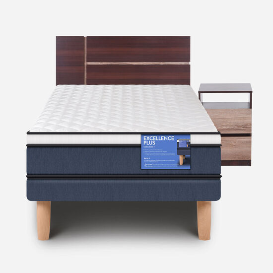 Cama Europea 1.5 Plazas Excellence Plus + Set Enio
