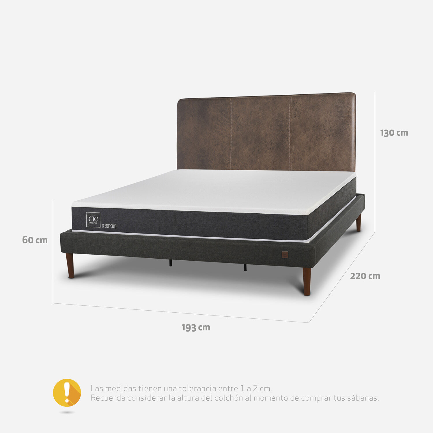 Cama Europea Curve King Ortopedic + Respaldo Baker