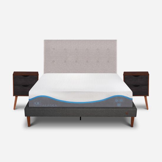 Cama Europea Curve 2 Plazas Alaska + Set Tigris