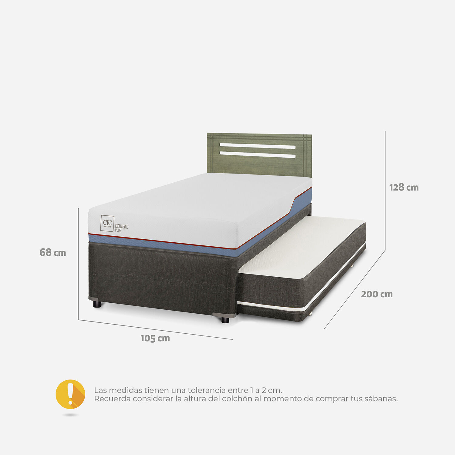 Cama Nido Div&aacute;n Excellence Plus + Respaldo M&uacute;nich Olivo