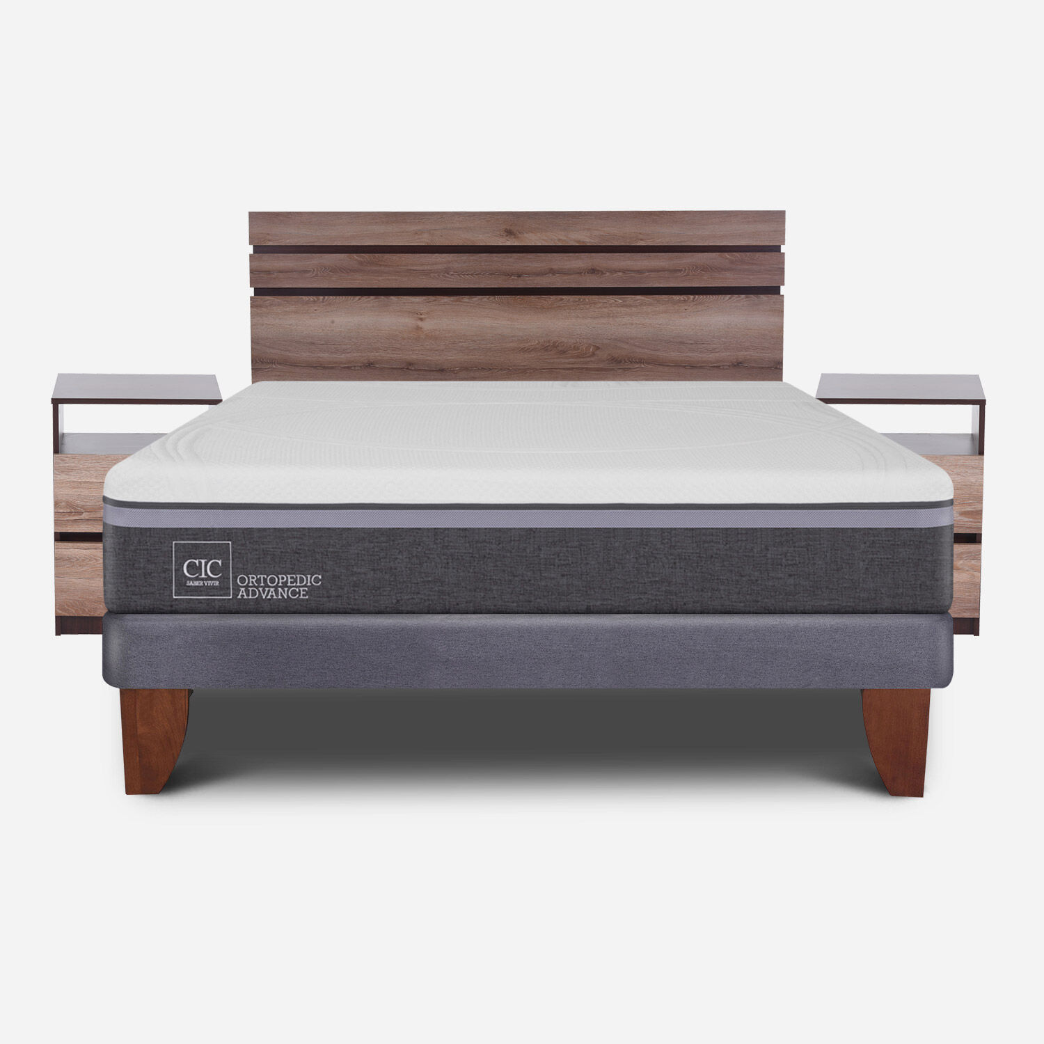 Cama Europea 2 Plazas Ortopedic Advance Base Normal + Set Ares