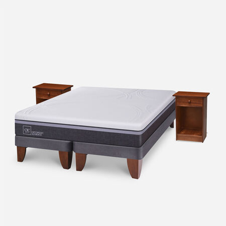Cama Europea 2 Plazas Ortopedic Advance Base Dividida + Veladores Villarrica