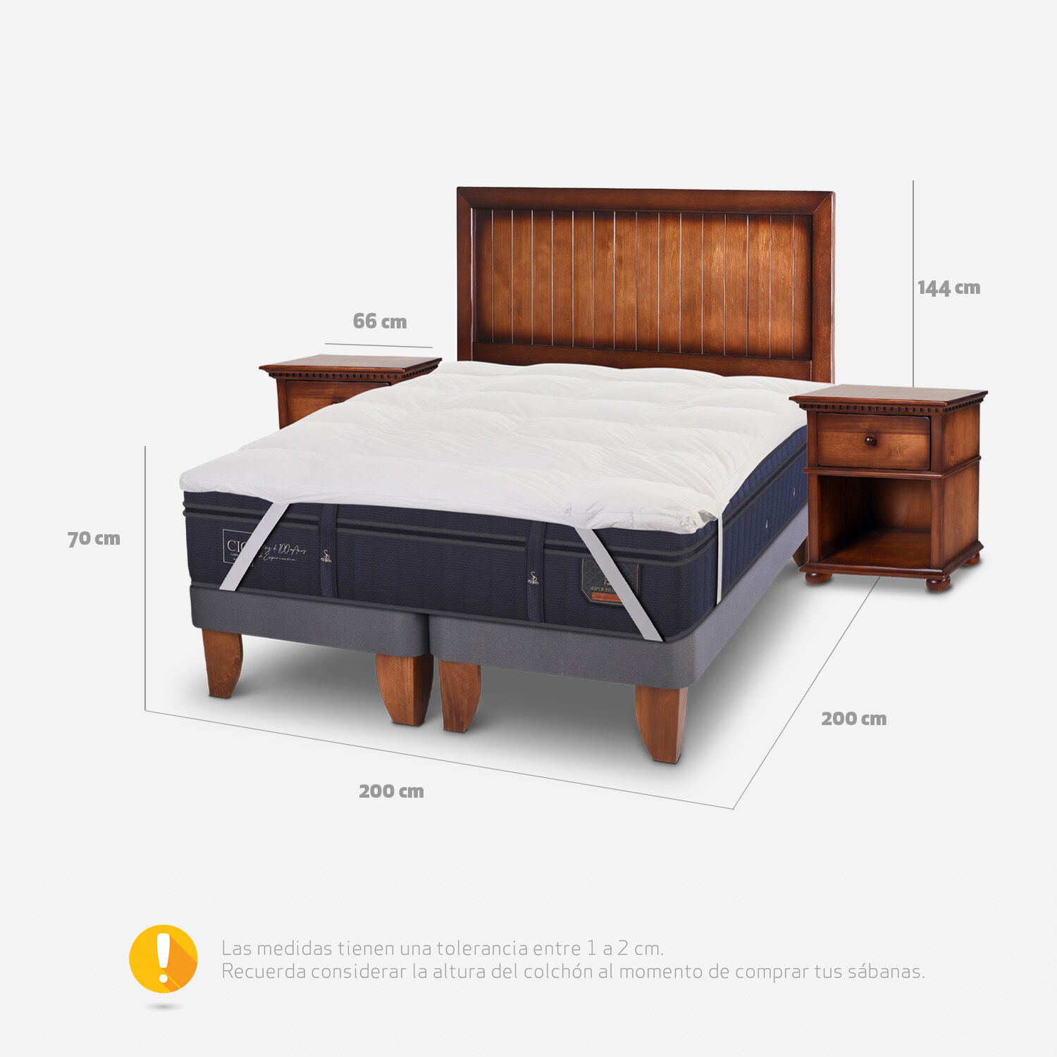 Cama Europea Super King Grand Premium + Set Monterrey + Topper