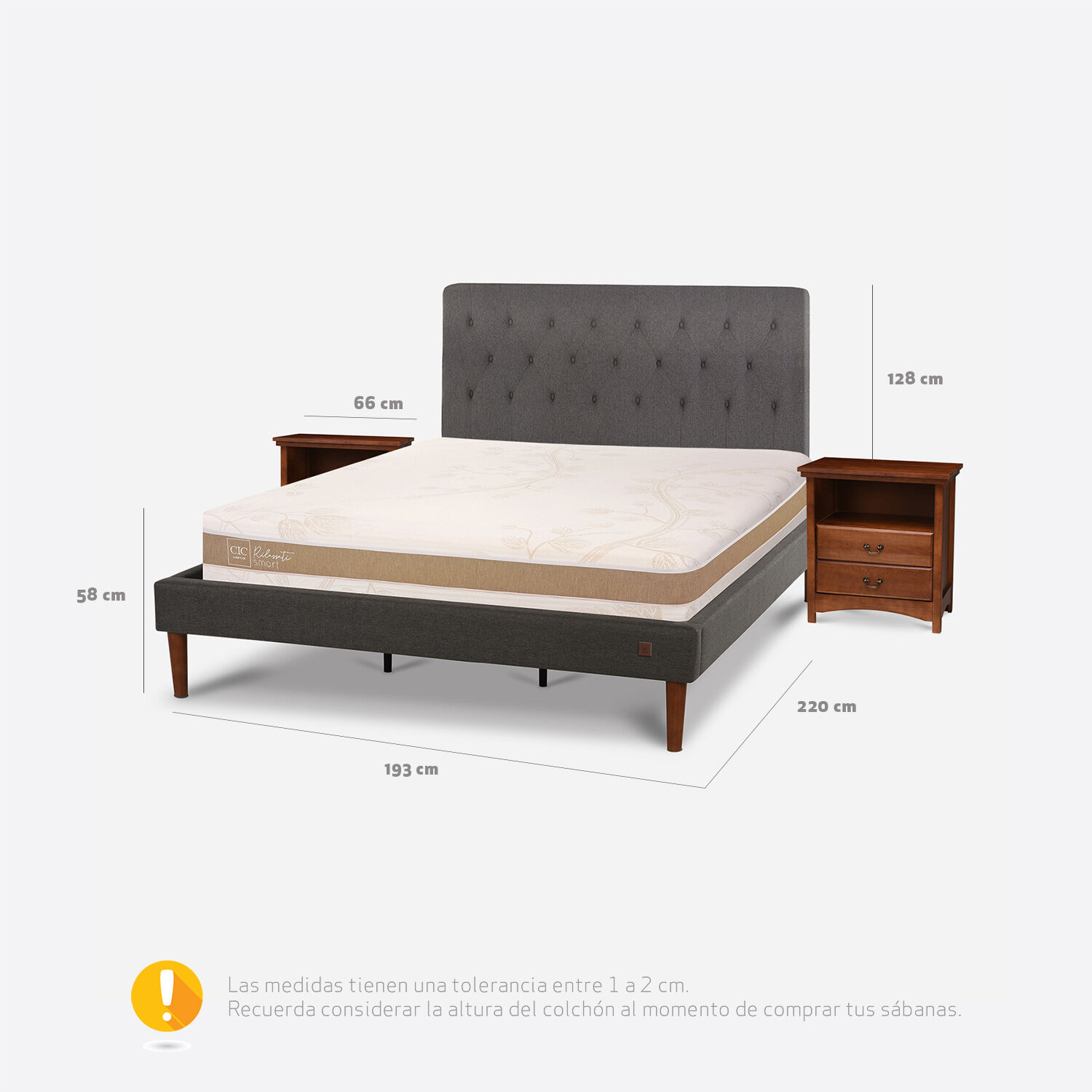 Cama Europea Curve King Rilassati Infinity + Set Kavery