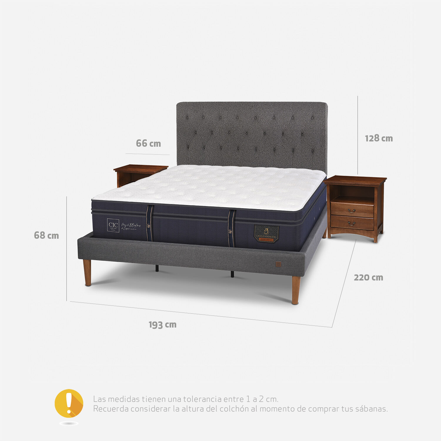 Cama Europea Curve King Grand Premium + Set Kavery