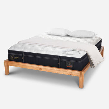 Cama Oak 2 Plazas Grand Premium + Sábanas + Plumón + Almohadas