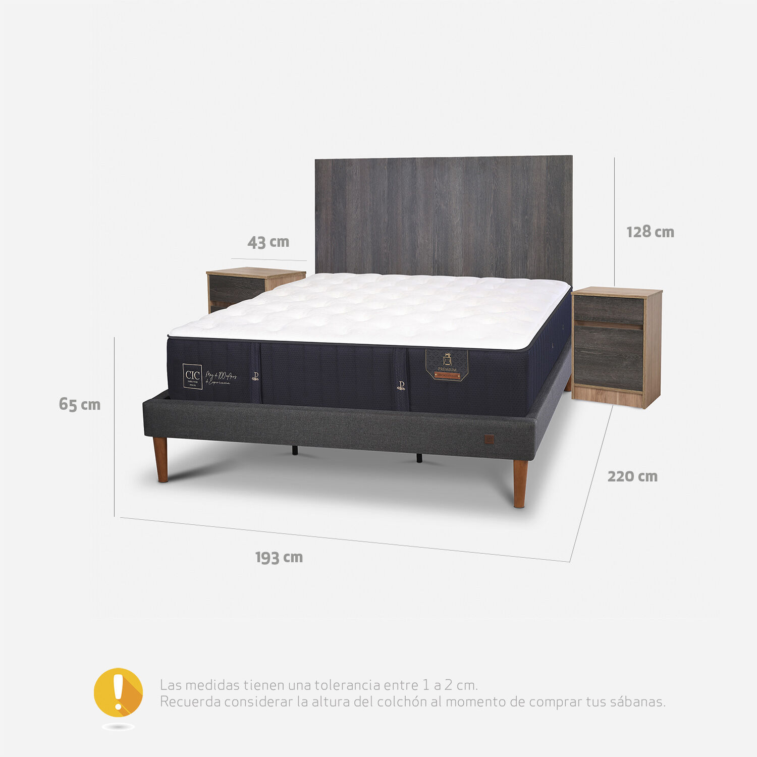 Cama Europea Curve King Premium + Set Espresso