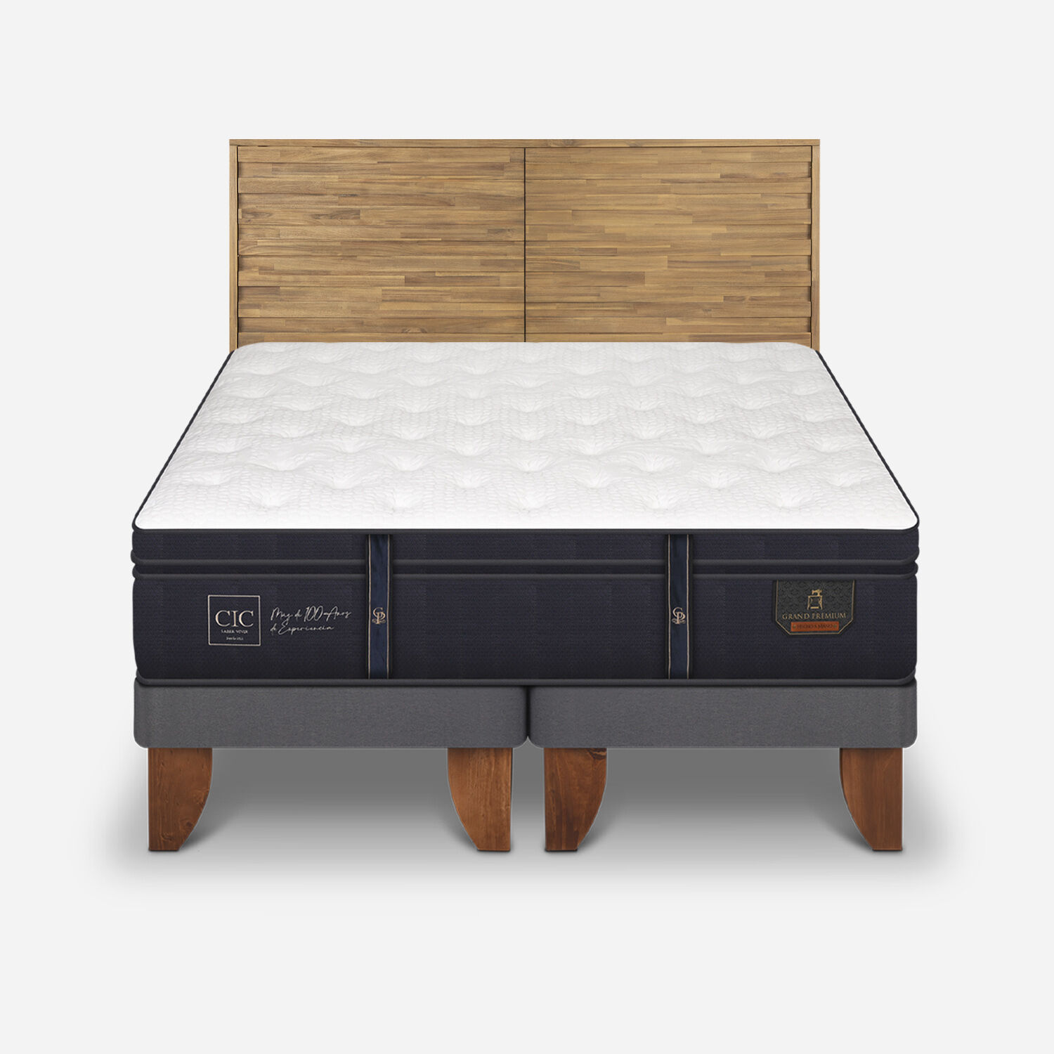 Cama Europea King Grand Premium + Respaldo R&oacute;dano