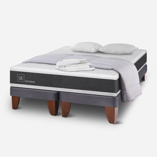 Cama Europea King Ortopedic + Almohadas + Plumón