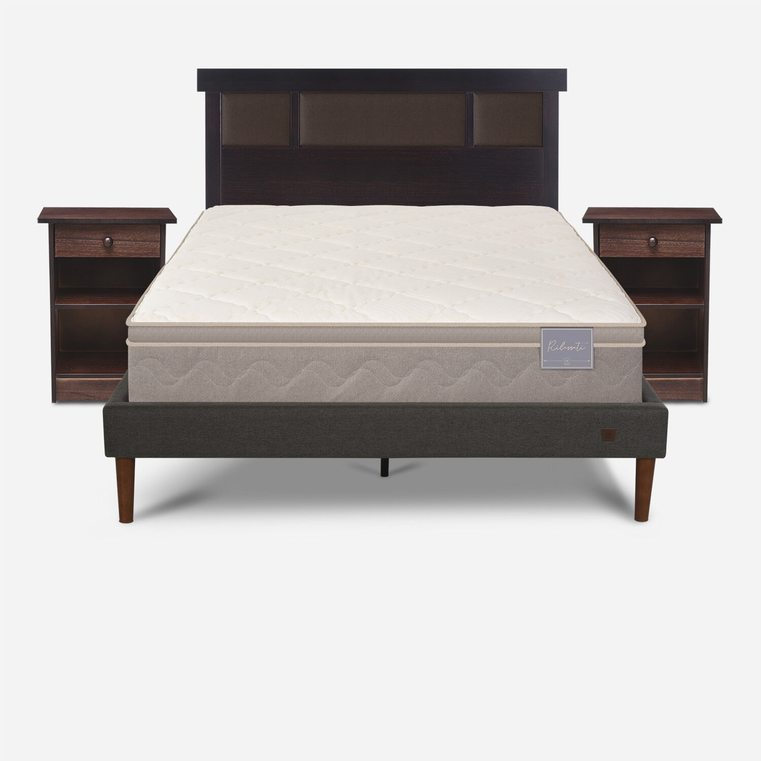 Cama Europea Curve 2 Plazas Rilassati + Set Dubl&iacute;n Chocolate