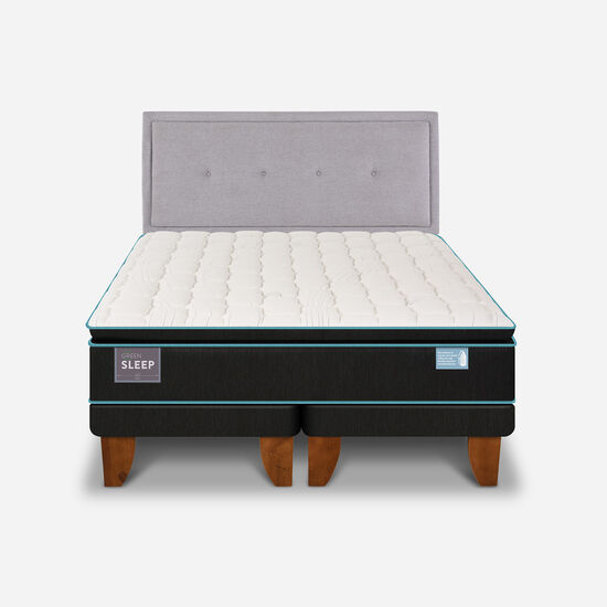 Cama Europea 2 Plazas Base Dividida Green Sleep + Respaldo Ganges