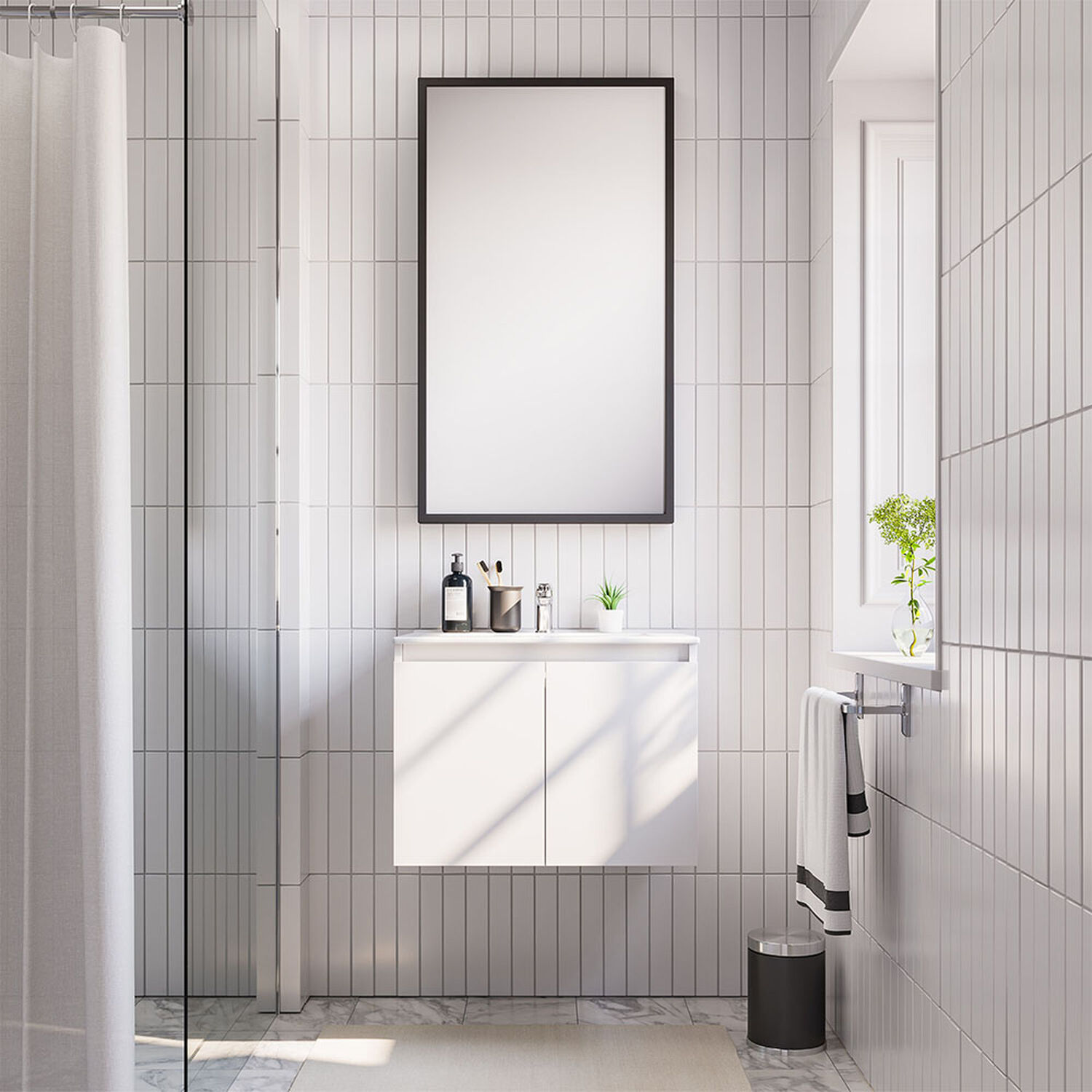 Vanitorio Flotante 2 Puertas M&oacute;naco Blanco 60 Cm.