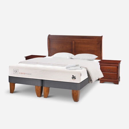 Cama Europea King Cocopedic + Set Miró Caramel + Almohadas + Plumón + Sábanas