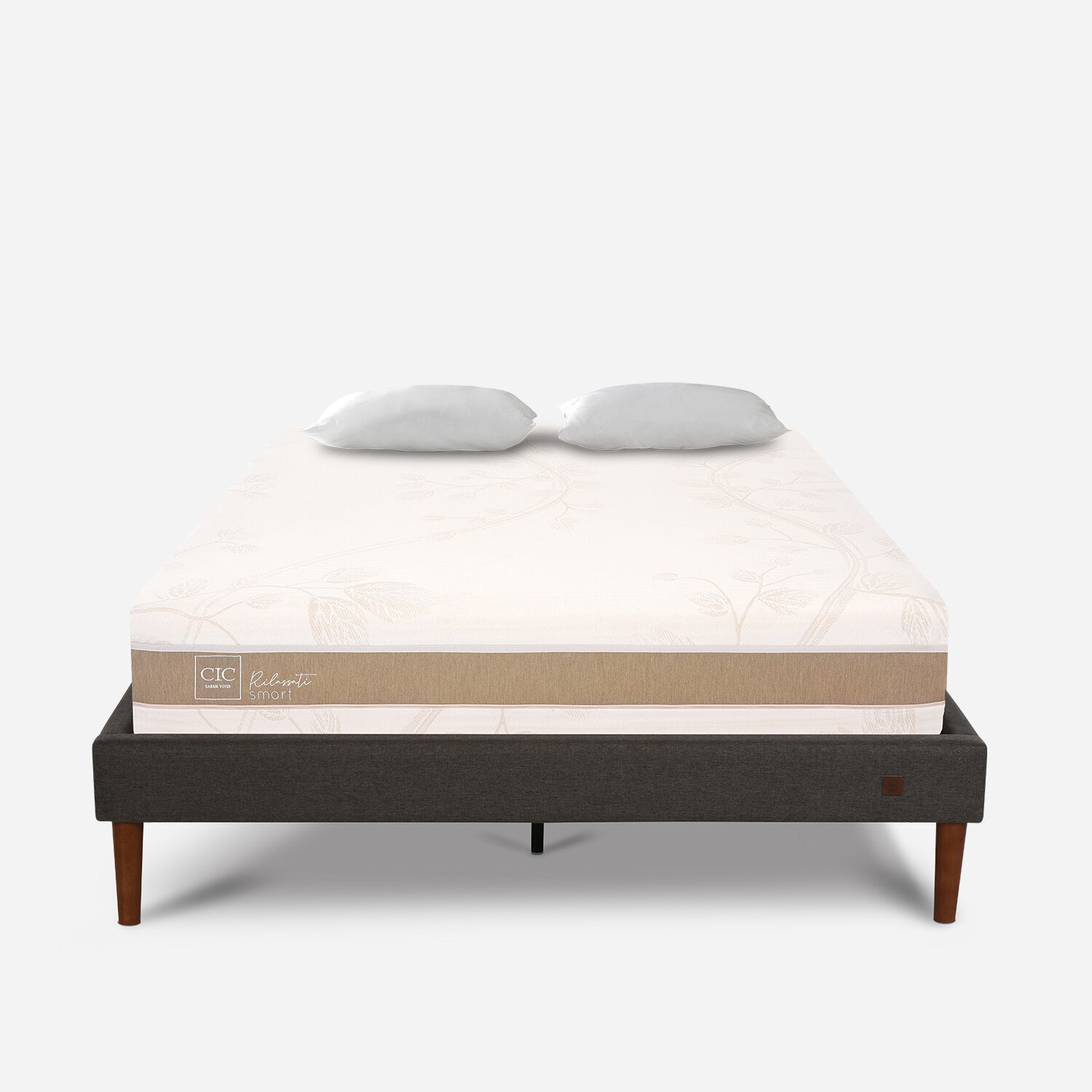 Cama Europea Curve 2 Plazas Rilassati Smart + Almohadas Viscoelásticas