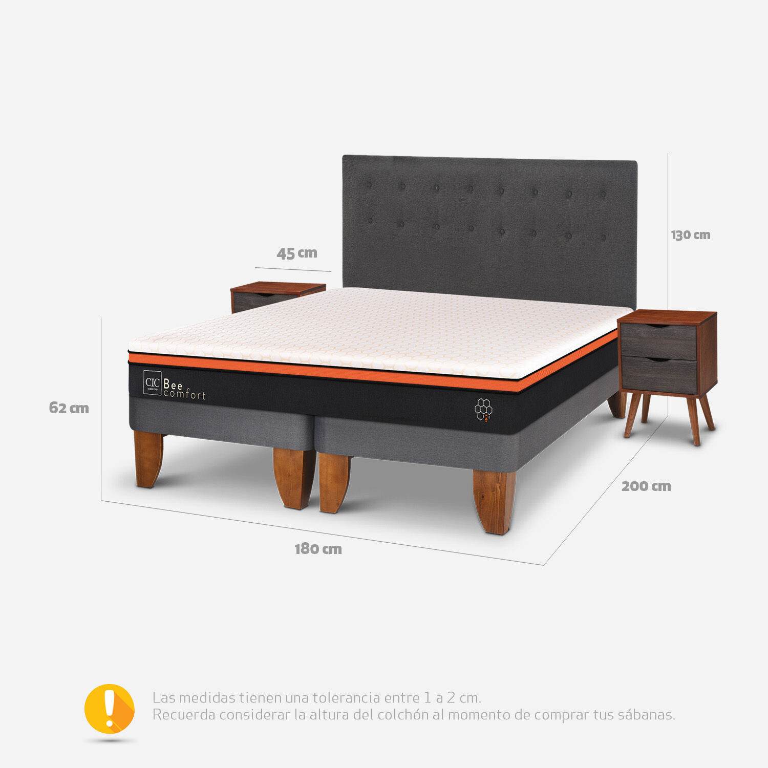 Cama Europea King Bee Comfort + Set &Eacute;ufrates