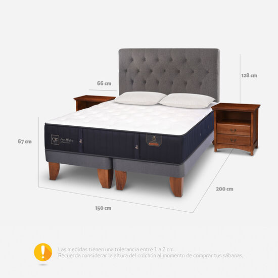 Cama Europea 2 Plazas Base Dividida Premium + Set Kaveri + Almohadas de Pluma